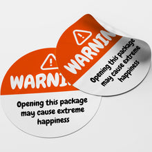 Load image into Gallery viewer, Orange Warning Happiness Circle Stickers
