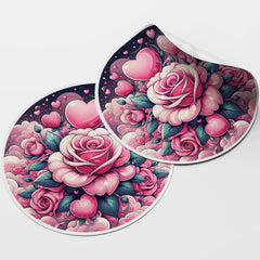 Pink Hearts & Roses 2 Circle Stickers