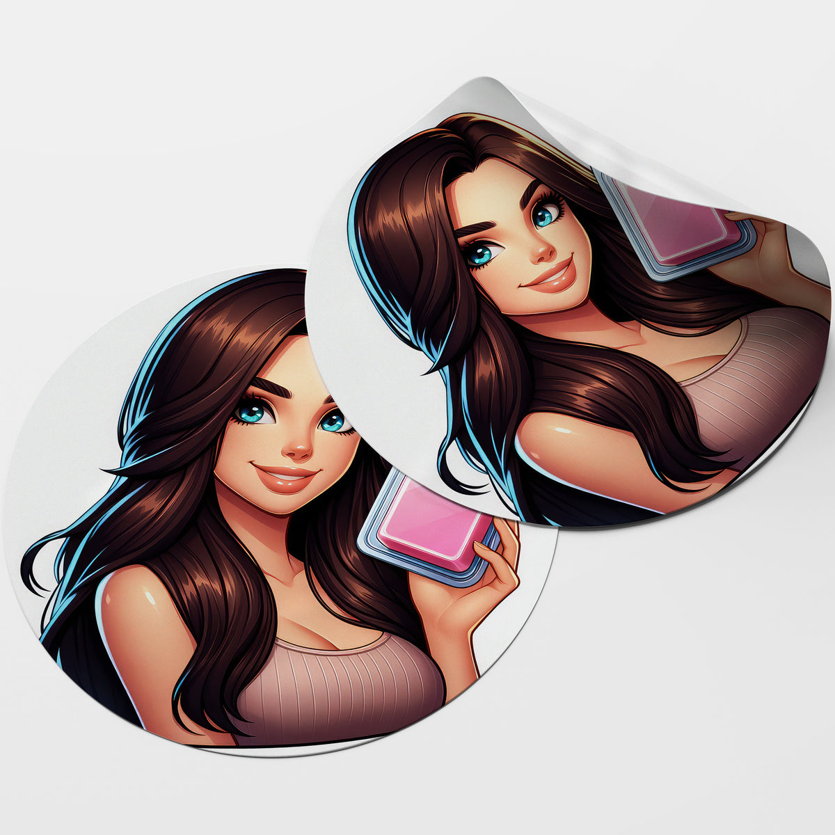 Brown Hair Woman Wax Melt Avatar 1 Circle Stickers