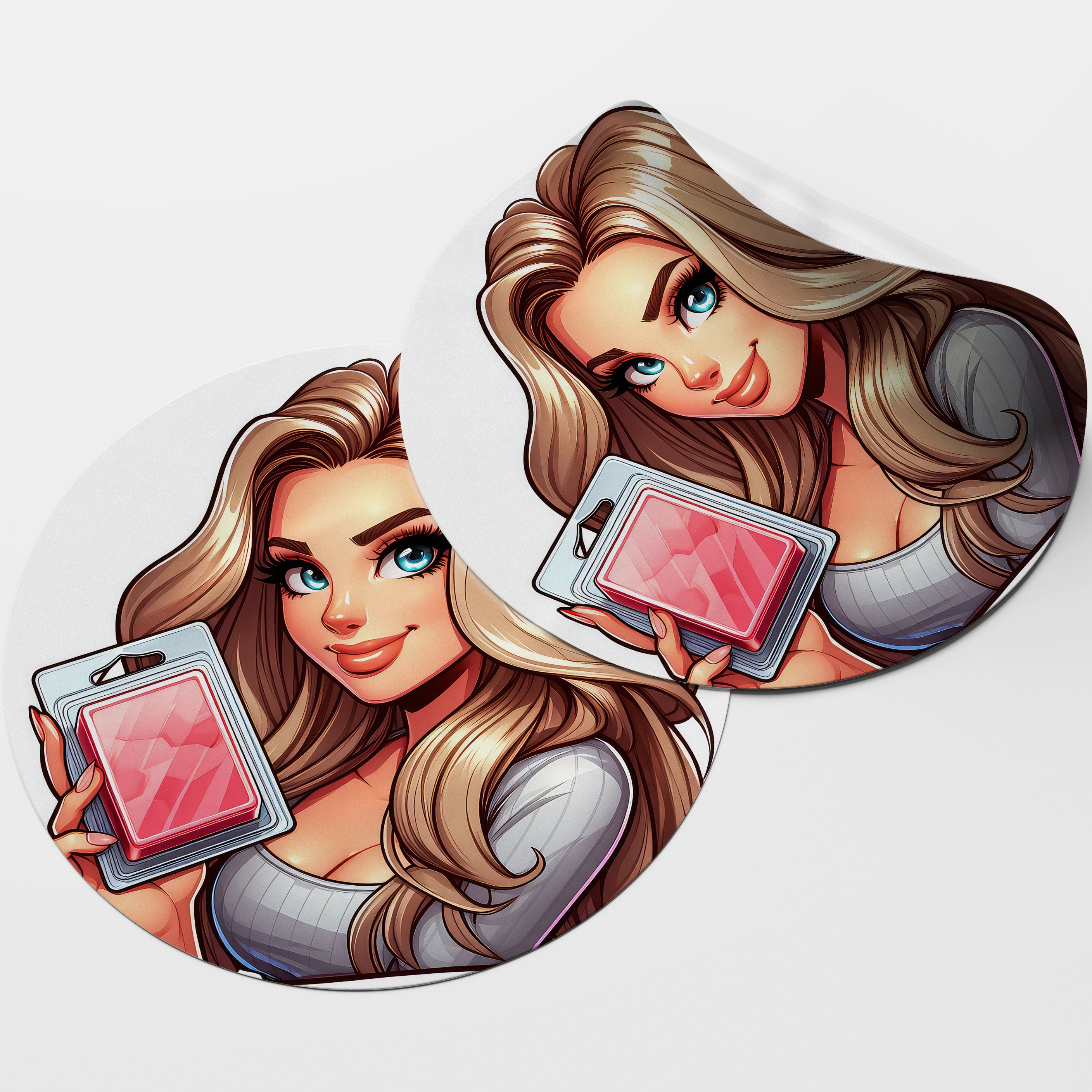 Blonde Hair Woman Wax Melt Avatar 2 Circle Stickers