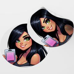 Black Hair Woman Wax Melt Avatar 3 Circle Stickers