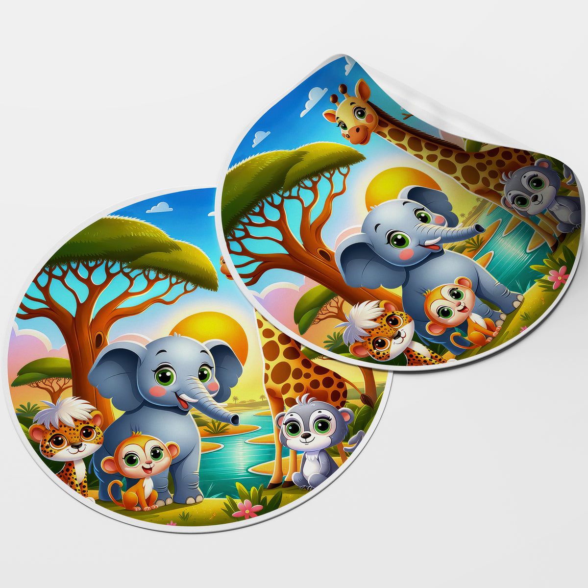 Safari Animals 3 Circle Stickers