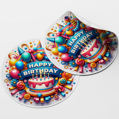 Happy Birthday 8 Circle Stickers