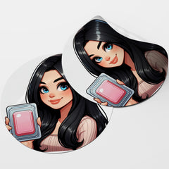 Black Hair Woman Wax Melt Avatar 6 Circle Stickers