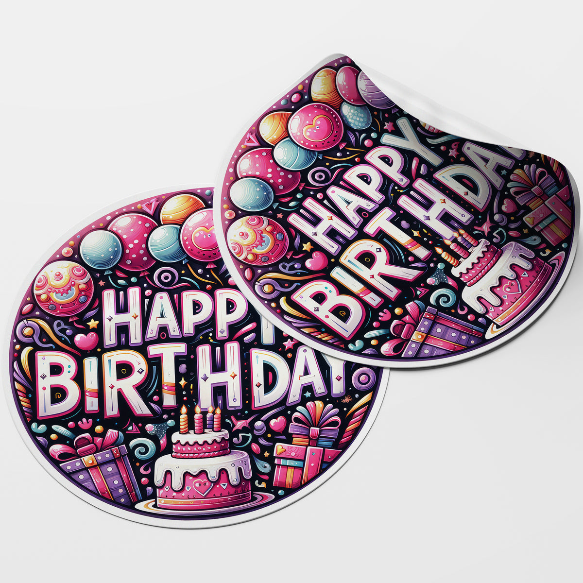 Happy Birthday 2 Circle Stickers