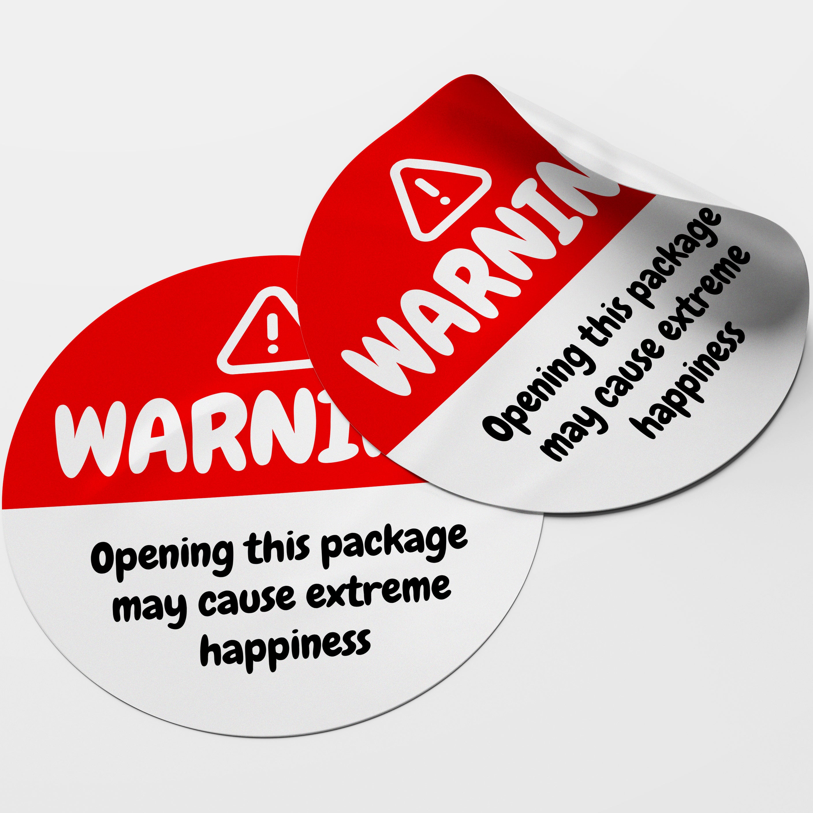 Red Warning Happiness Circle Stickers