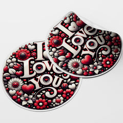 I Love You 2 Circle Stickers