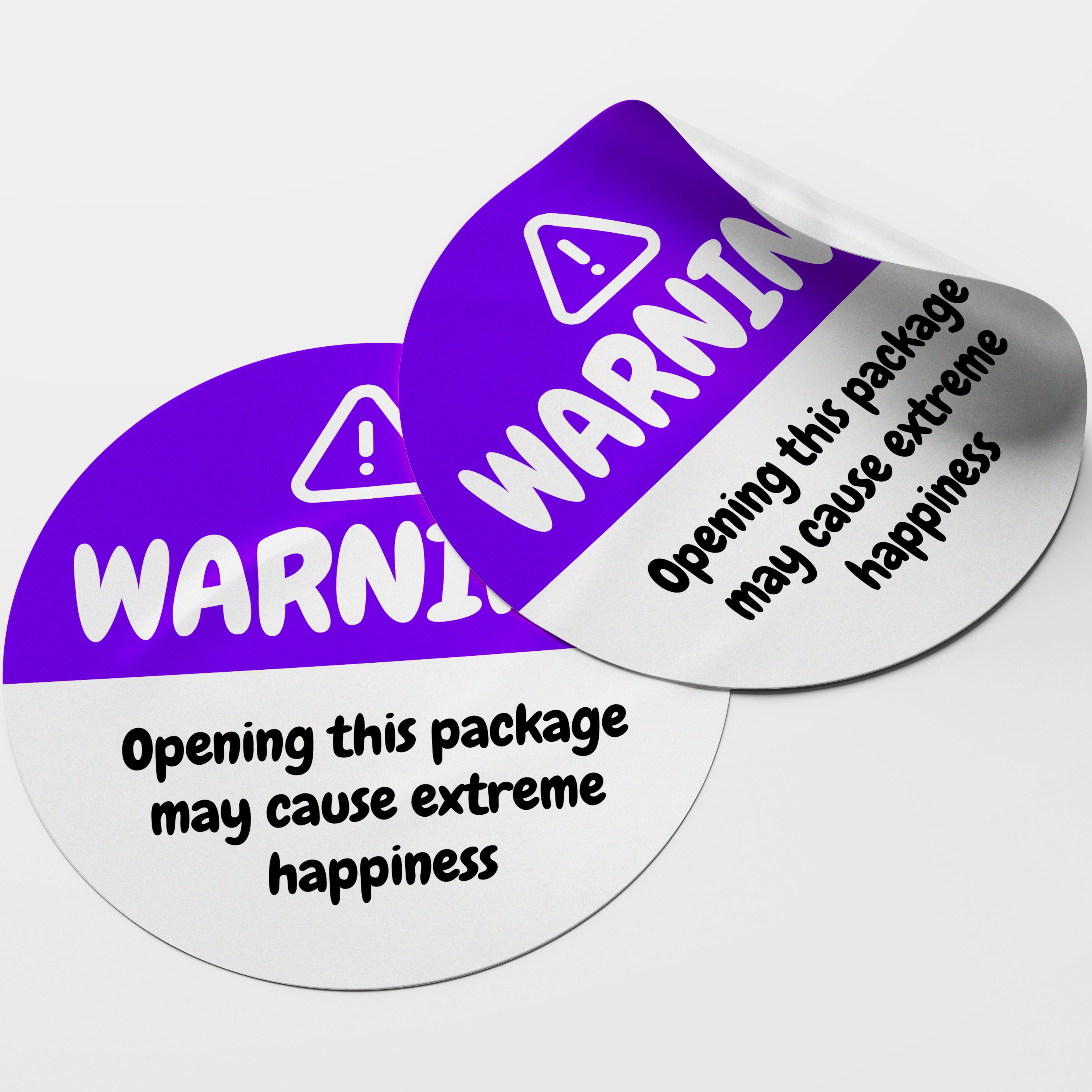 Purple Warning Happiness Circle Stickers