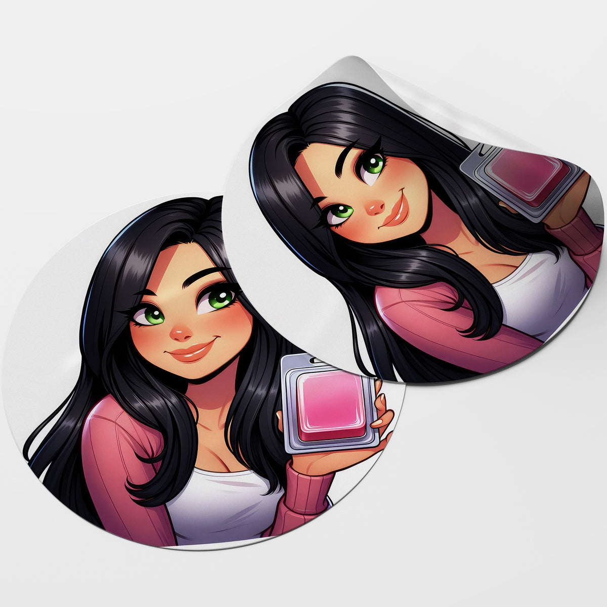 Black Hair Woman Wax Melt Avatar 4 Circle Stickers