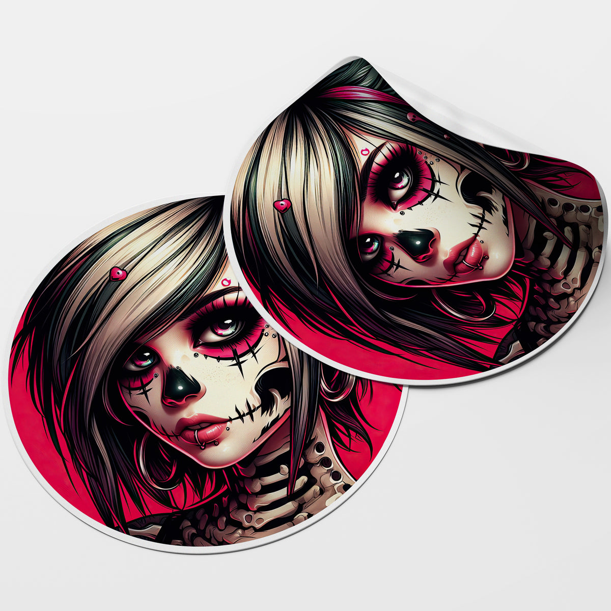 Emo Girl 1 Circle Stickers