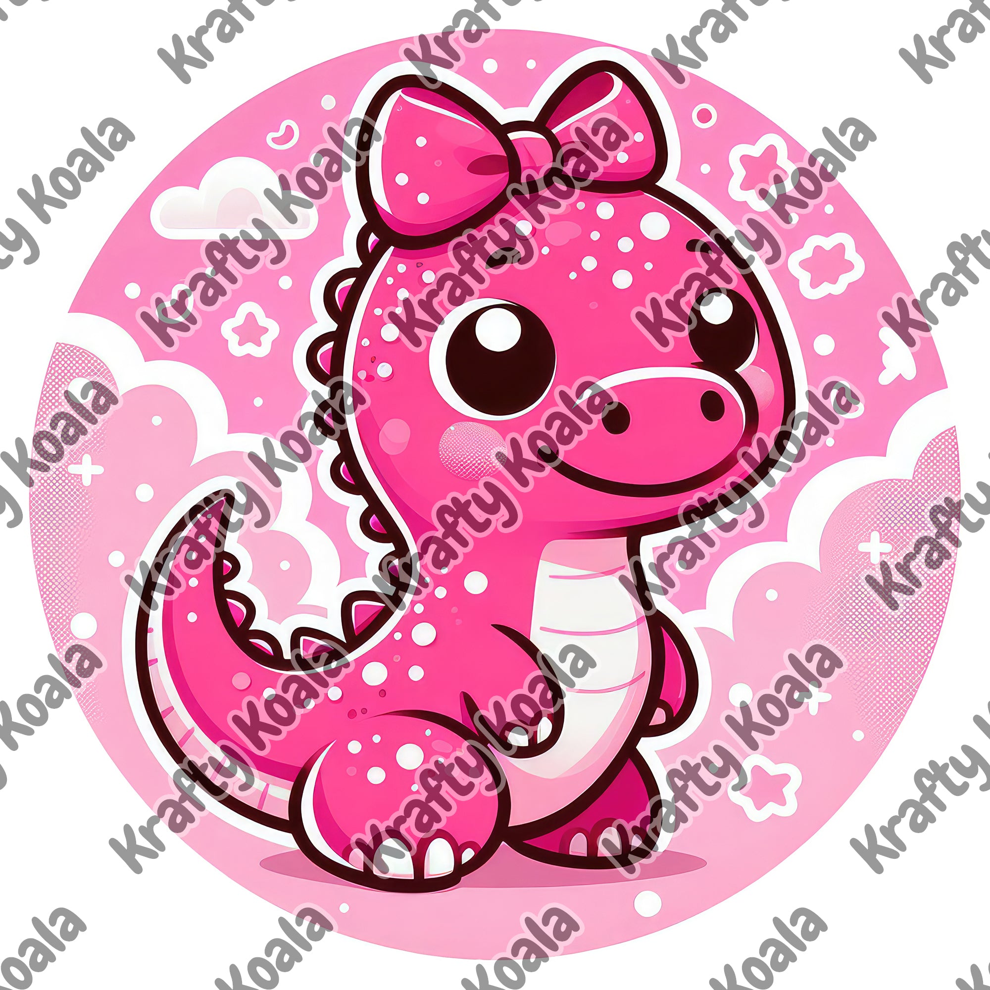 Pink Dinosaur 1 Circle Stickers