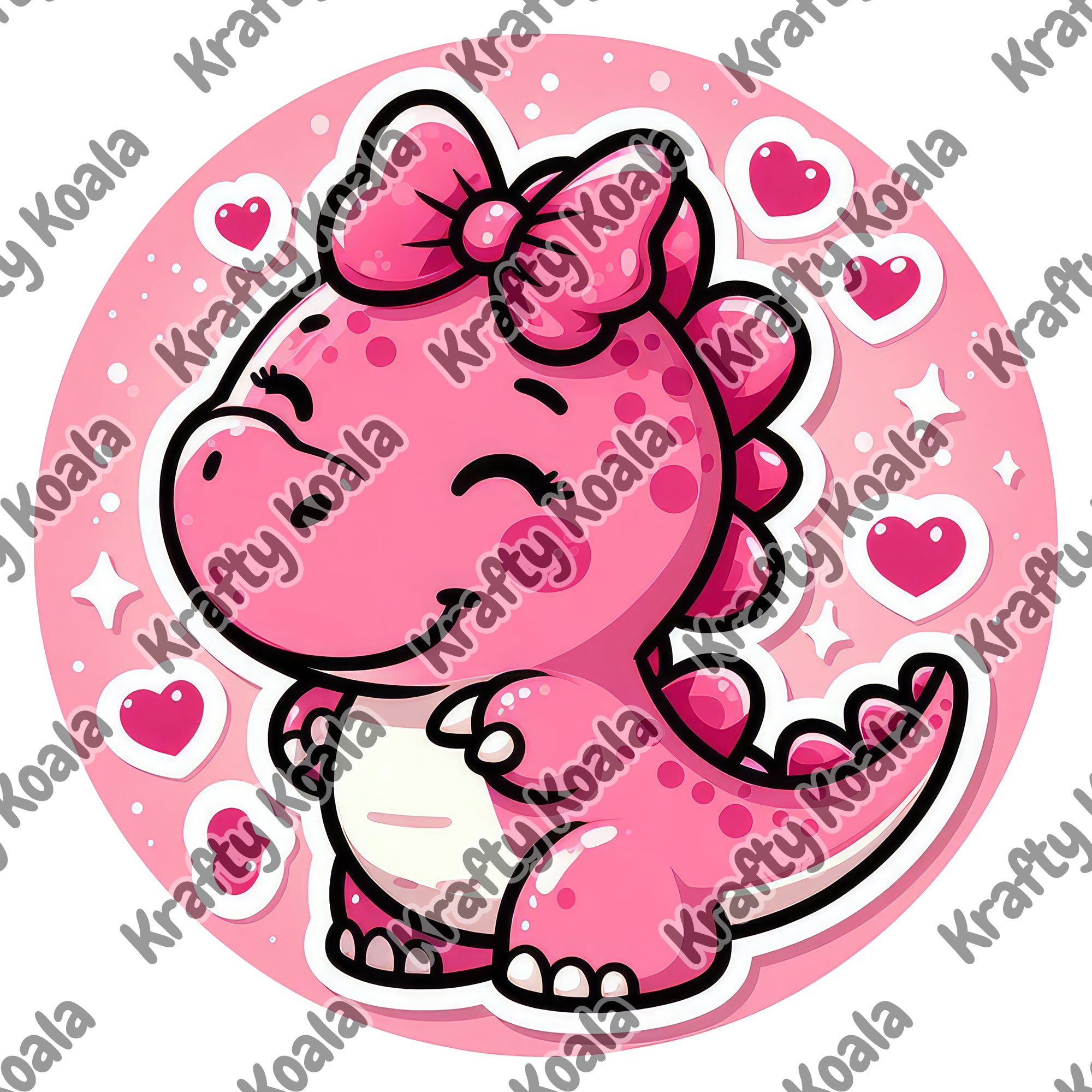 Pink Dinosaur 2 Circle Stickers