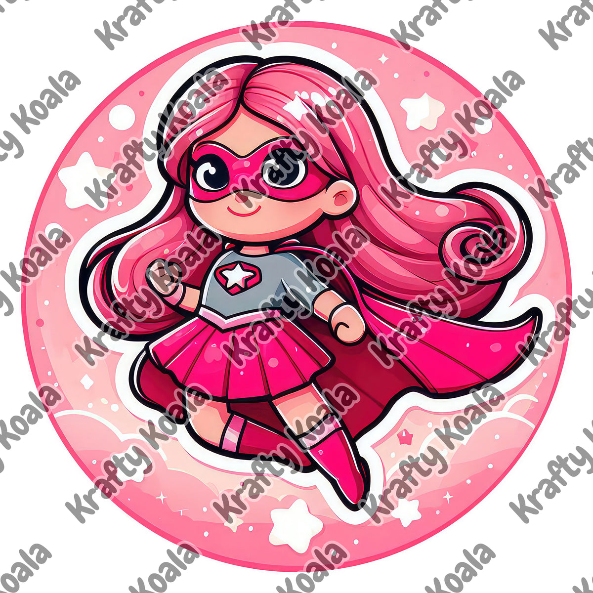 Pink Girl Superhero 1 Digital Design