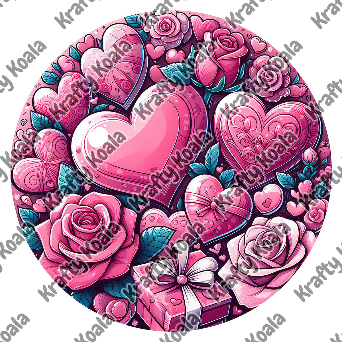 Pink Hearts & Roses 1 Digital Design