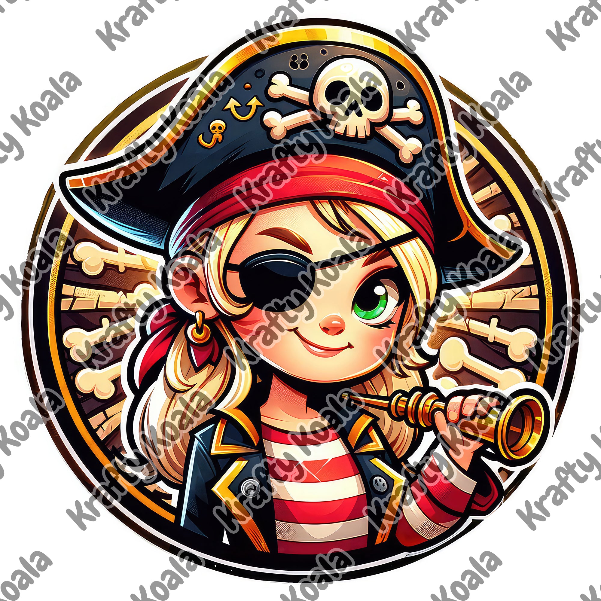 Pirate 3 Circle Stickers