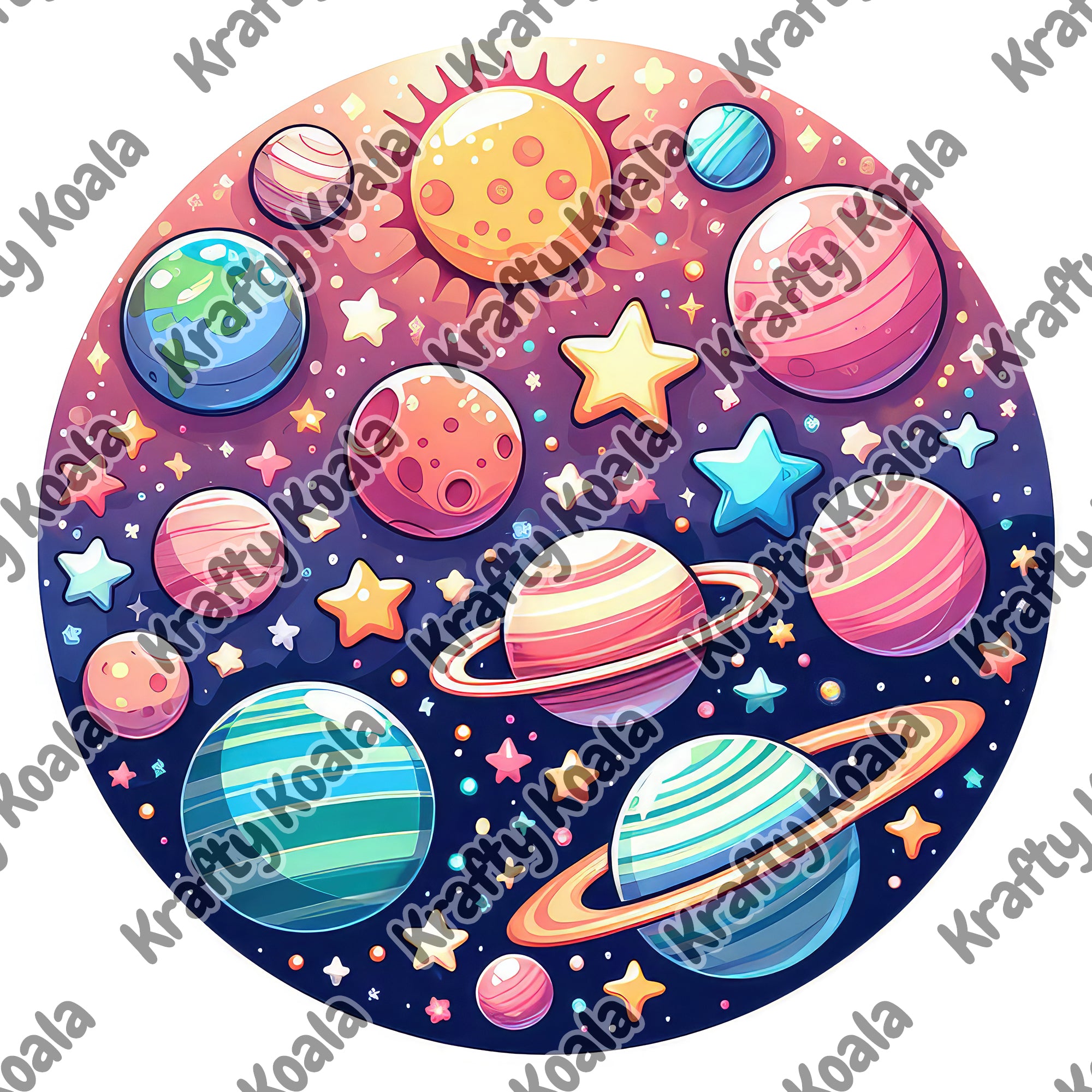 Planets 1 Circle Stickers