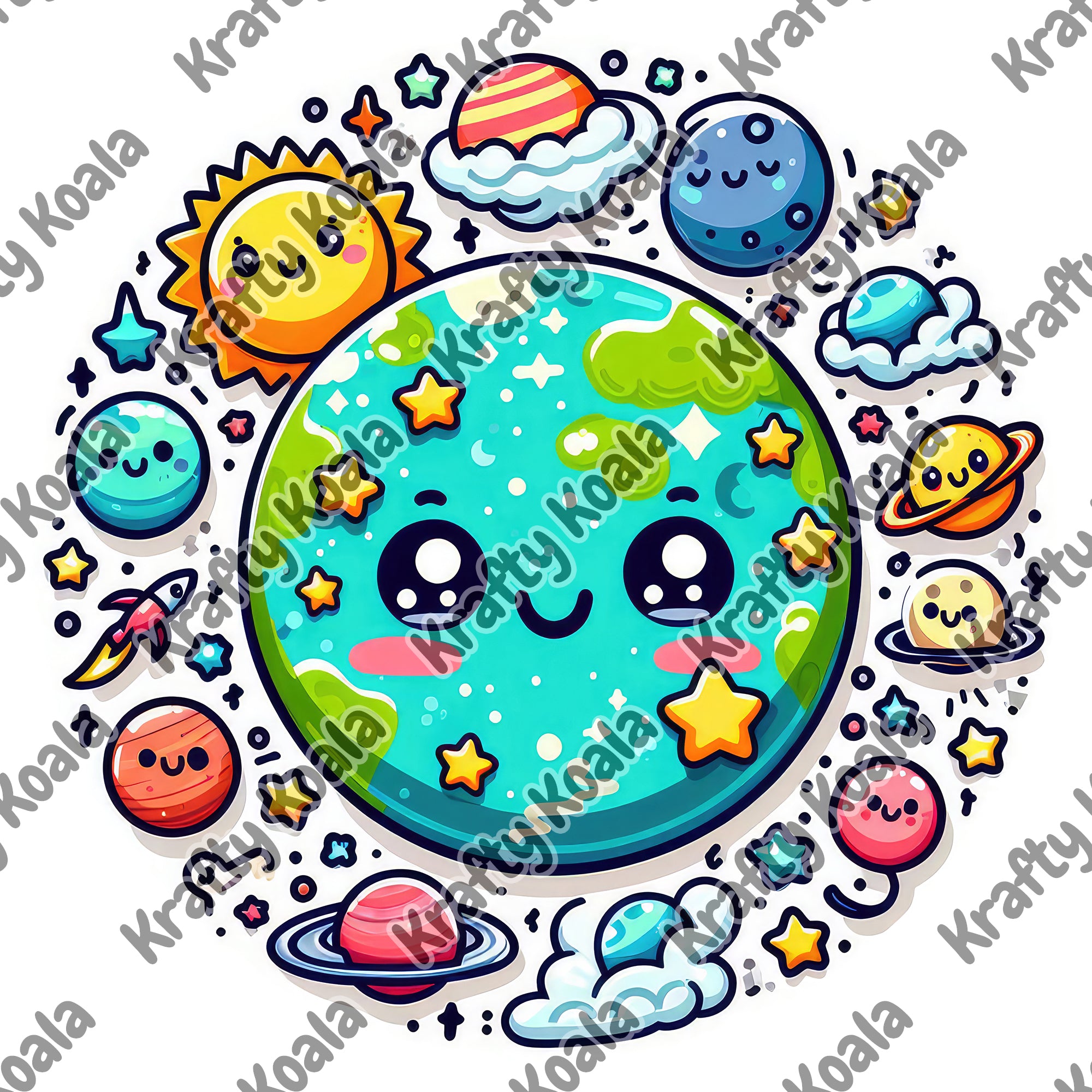 Planets 2 Circle Stickers