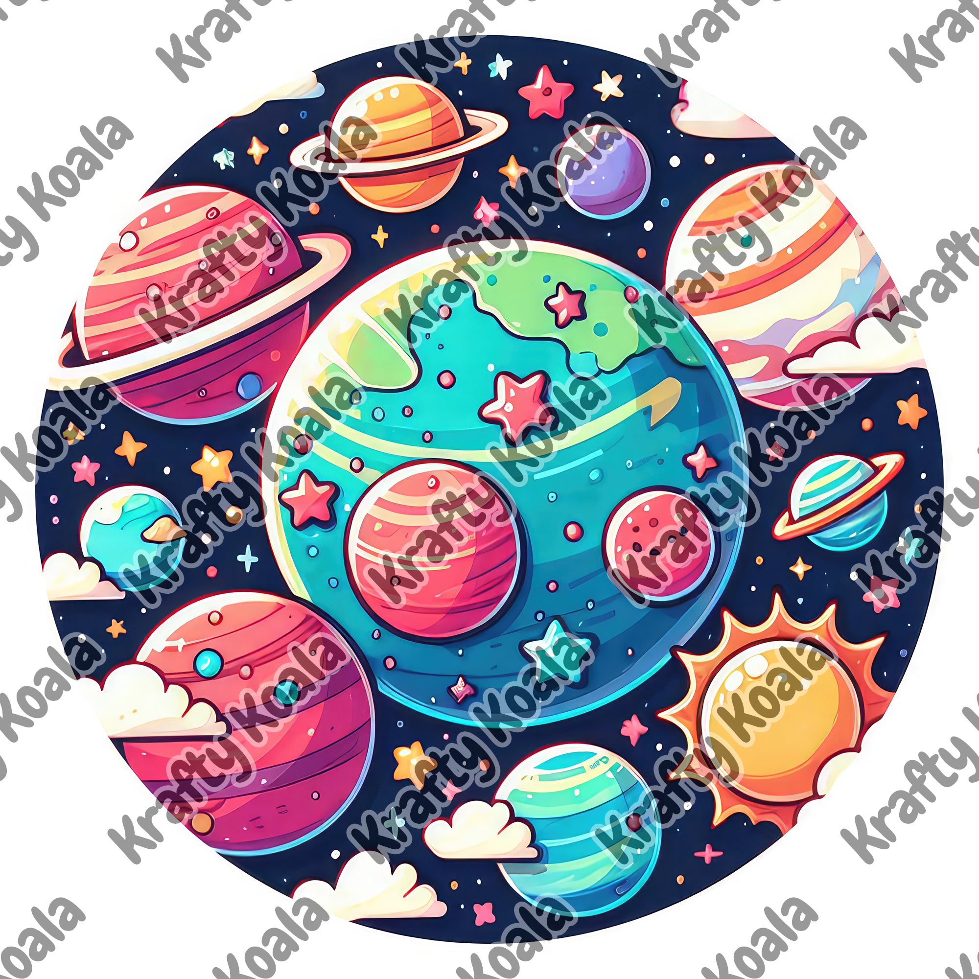 Planets 3 Circle Stickers