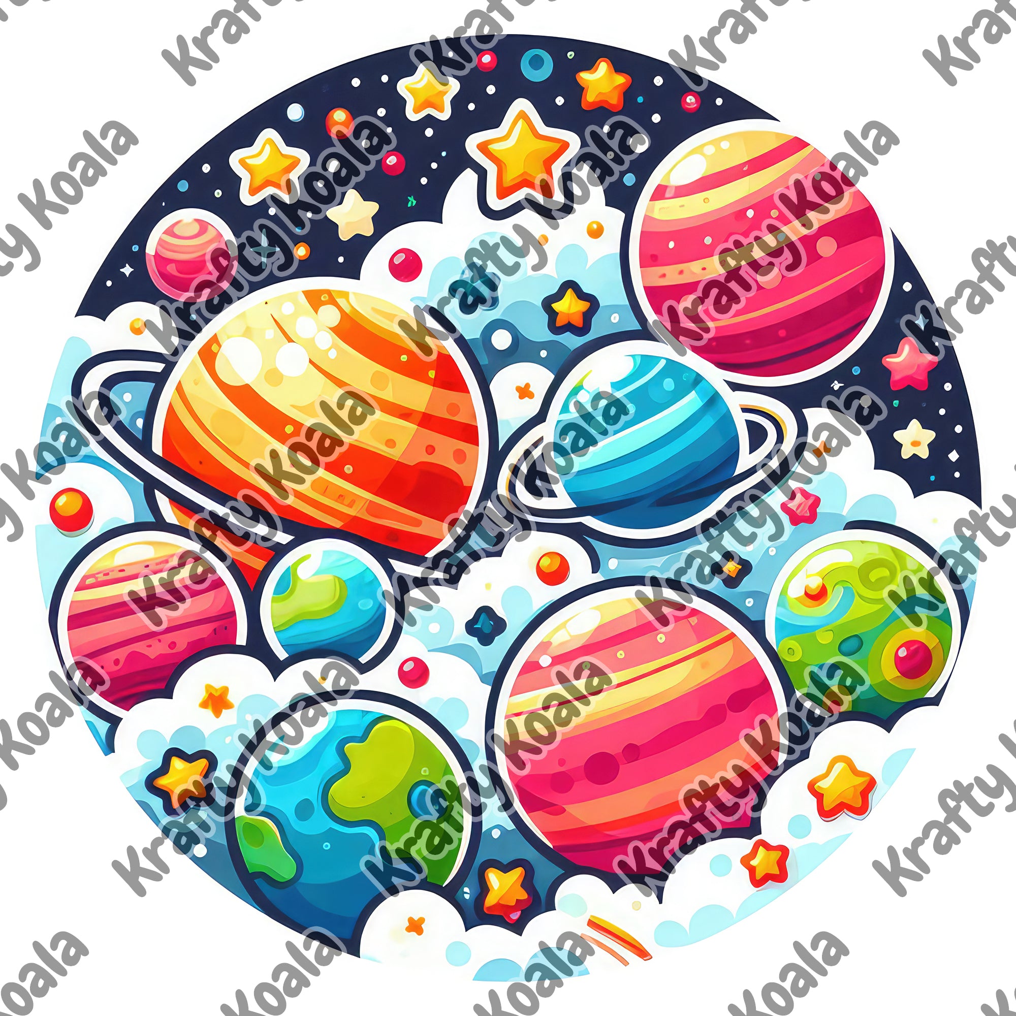 Planets 4 Circle Stickers