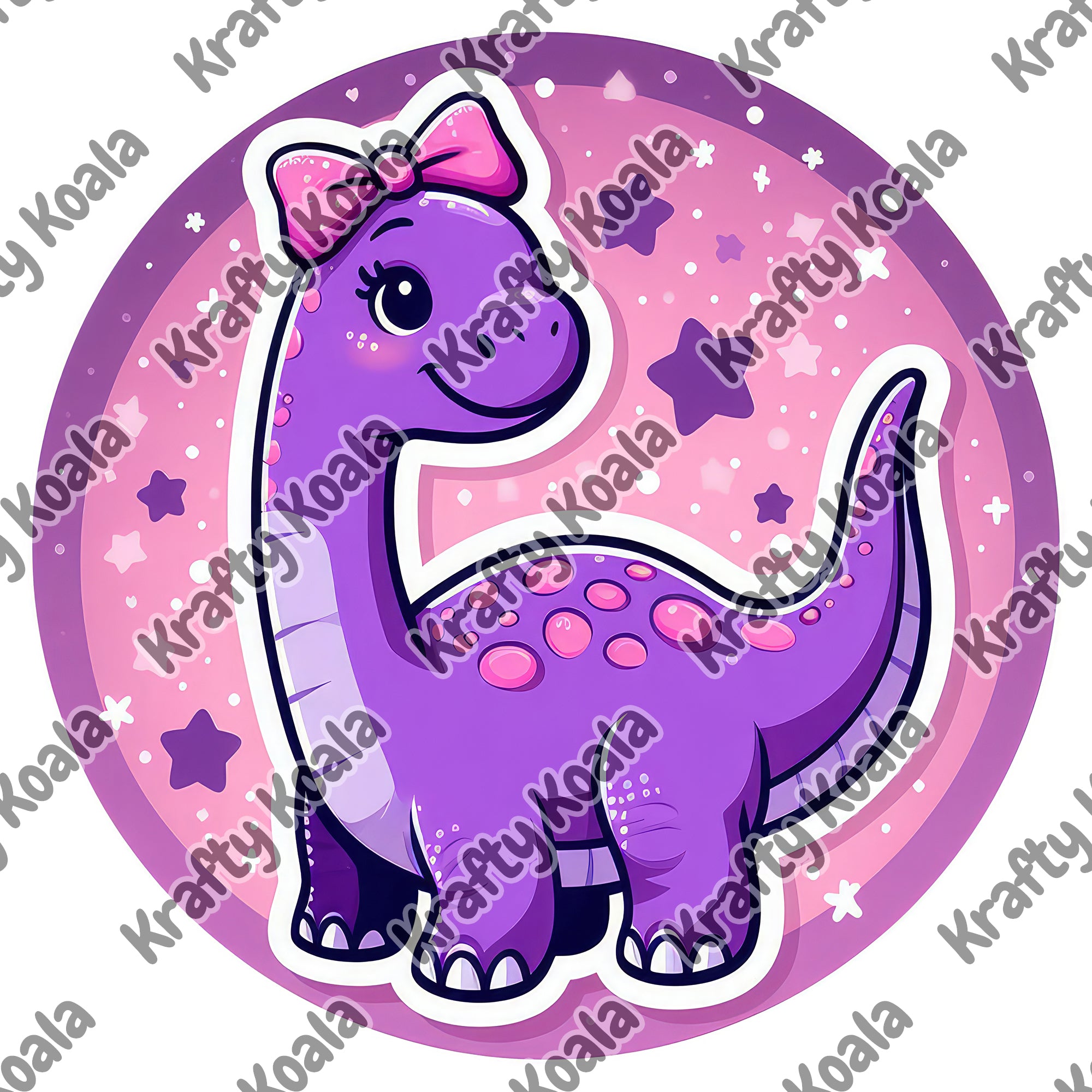 Purple Dinosaur 2 Circle Stickers