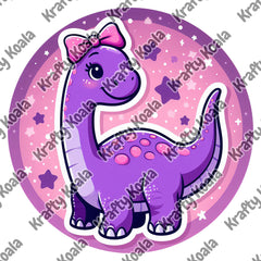 Purple Dinosaur 2 Circle Digital Design