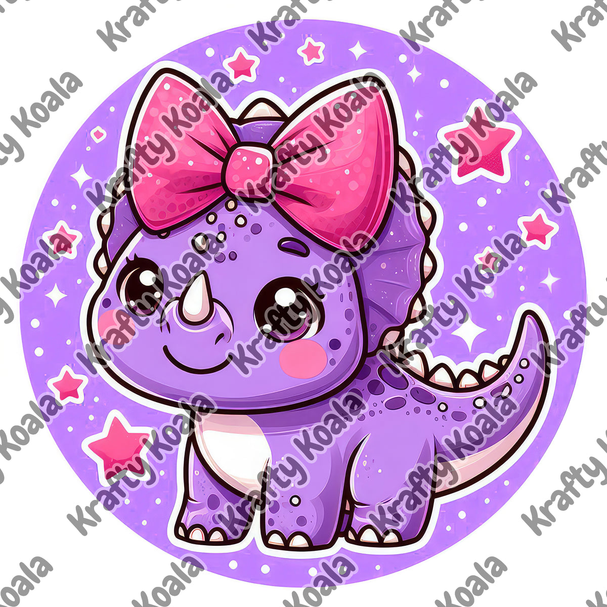 Purple Dinosaur 3 Circle Digital Design