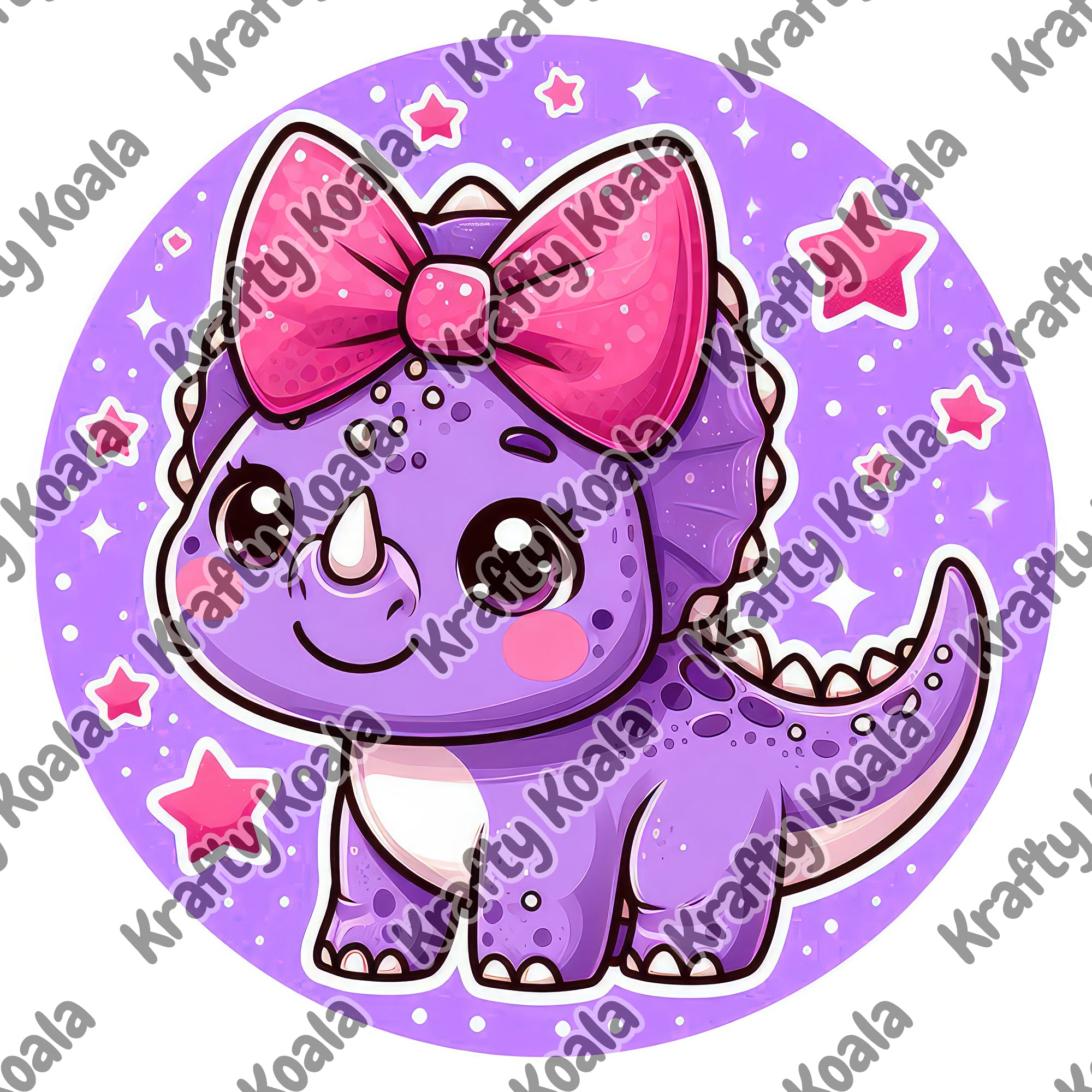 Purple Dinosaur 3 Circle Stickers