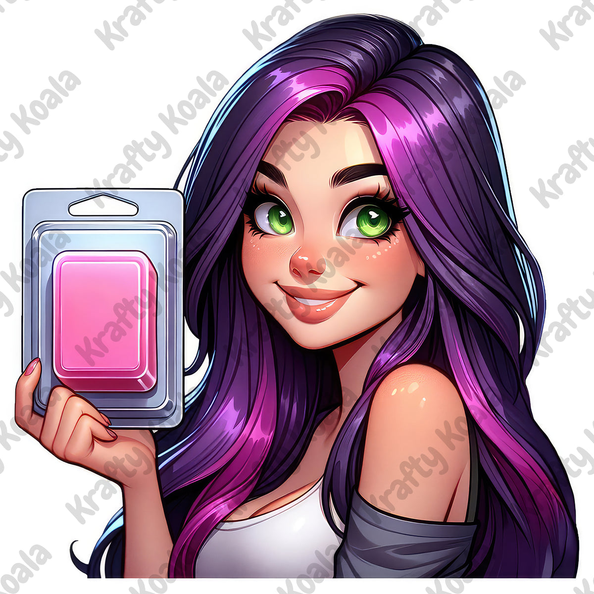 Purple Hair Woman Wax Melt Avatar 2 Digital Design