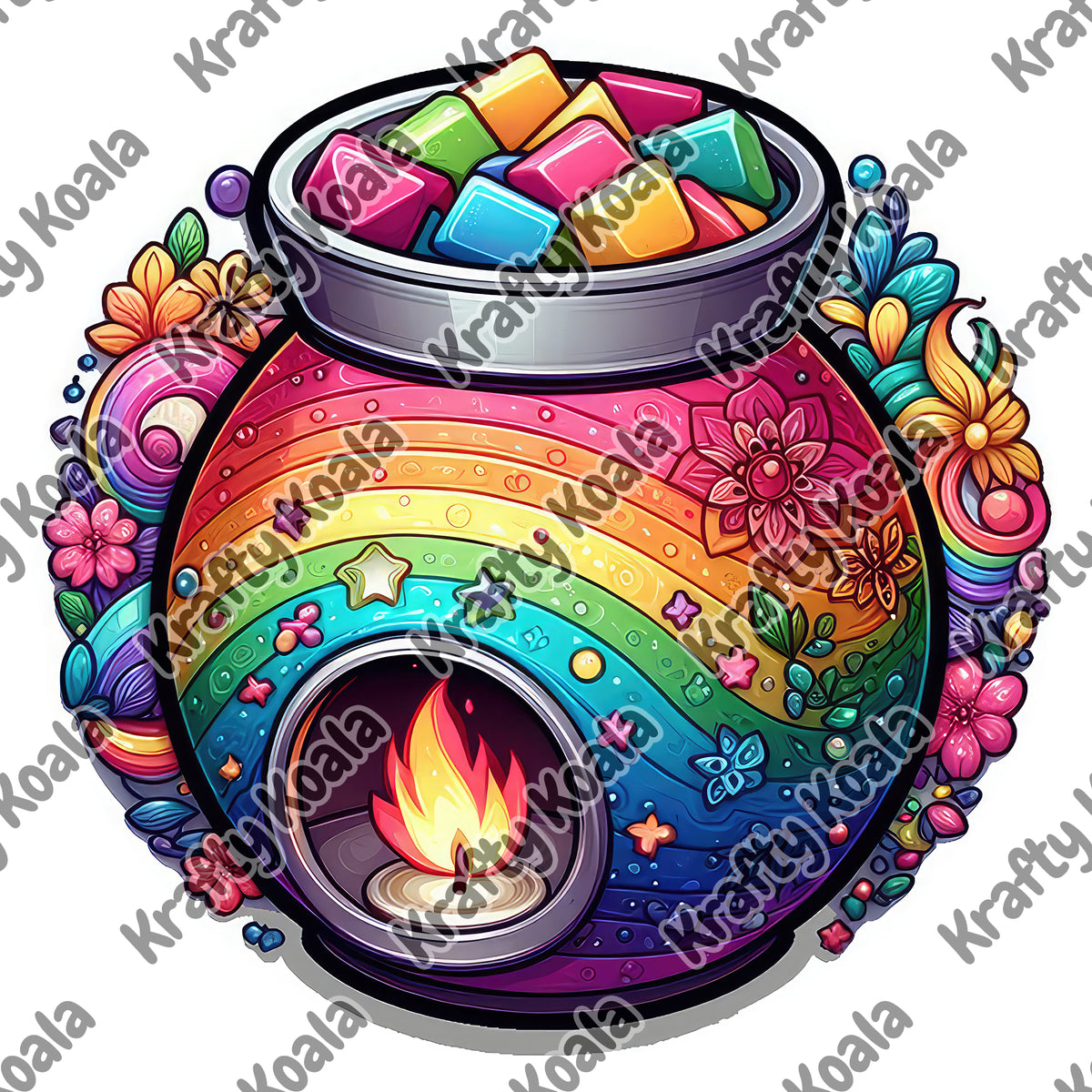 Rainbow Wax Melt Burner 1 Circle Digital Design