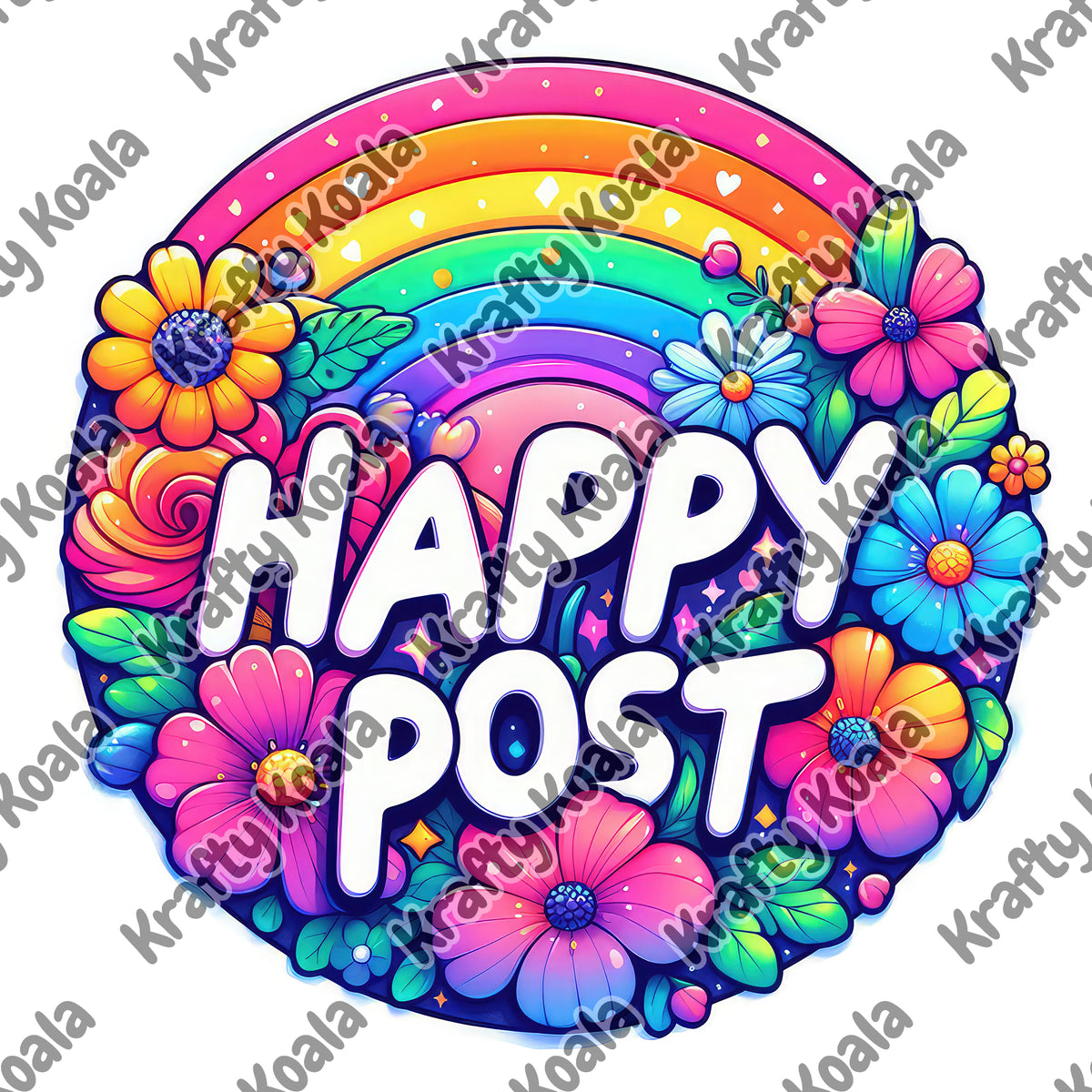 Rainbow Happy Post 1 Circle Digital Design