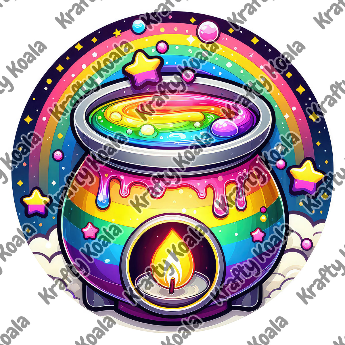 Rainbow Wax Melt Burner 2 Circle Digital Design