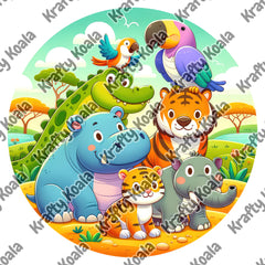 Safari Animals 4 Circle Digital Design