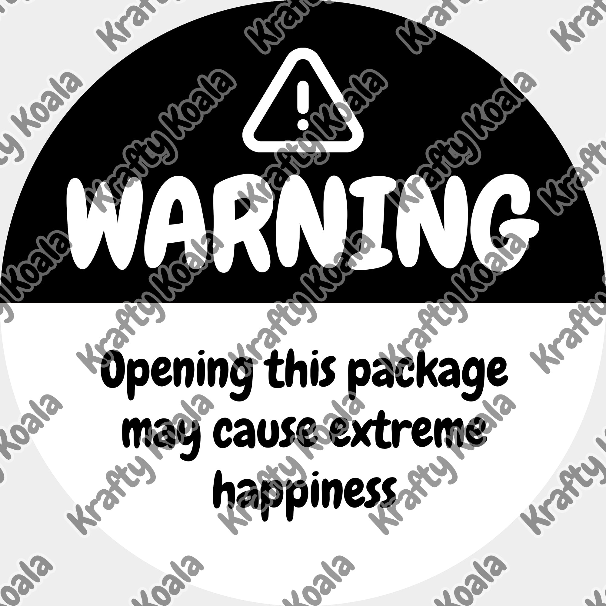 Black Warning Happiness Circle Stickers