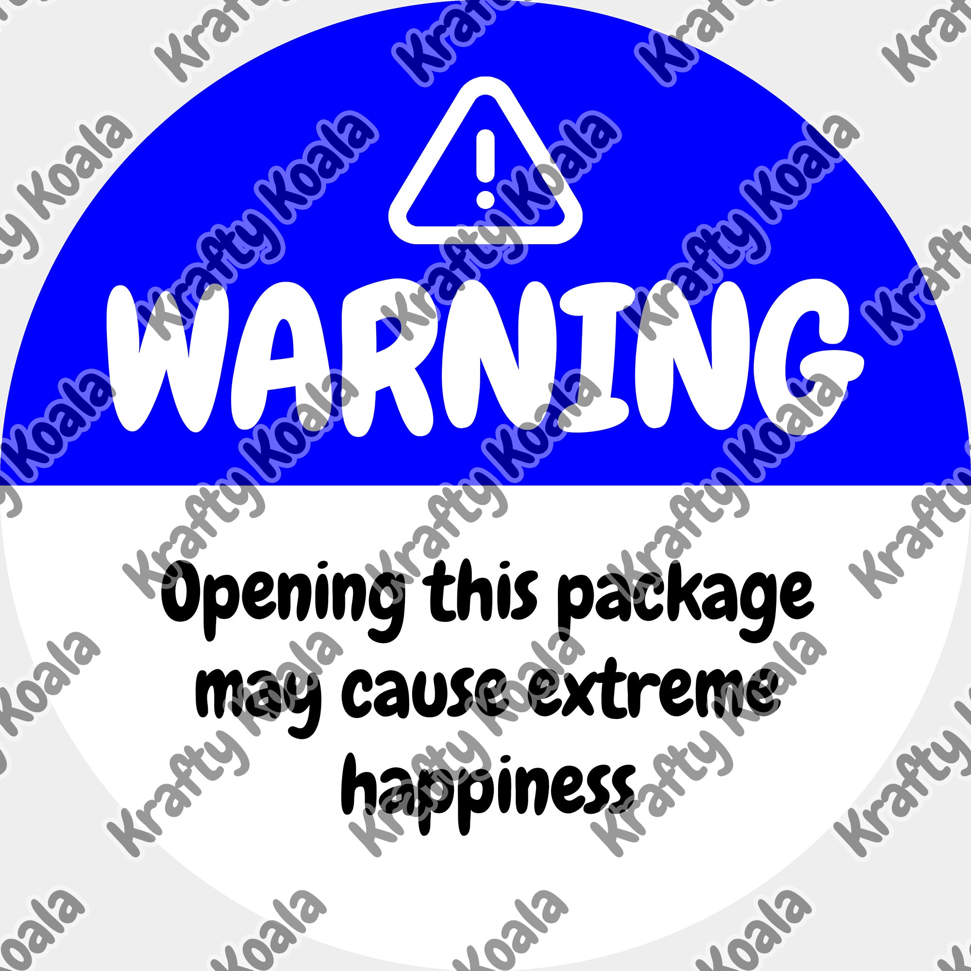 Blue Warning Happiness Circle Stickers