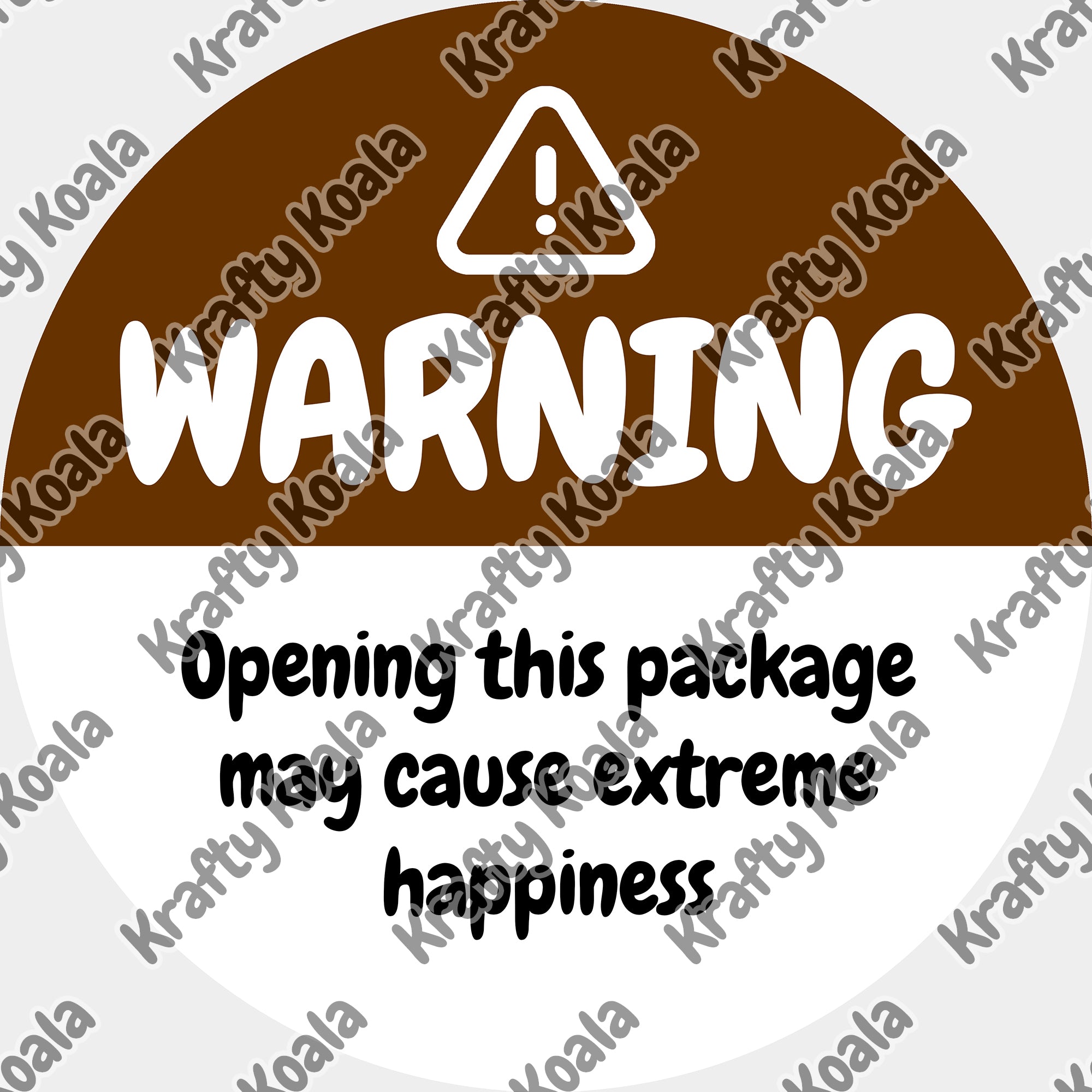 Brown Warning Happiness Circle Stickers