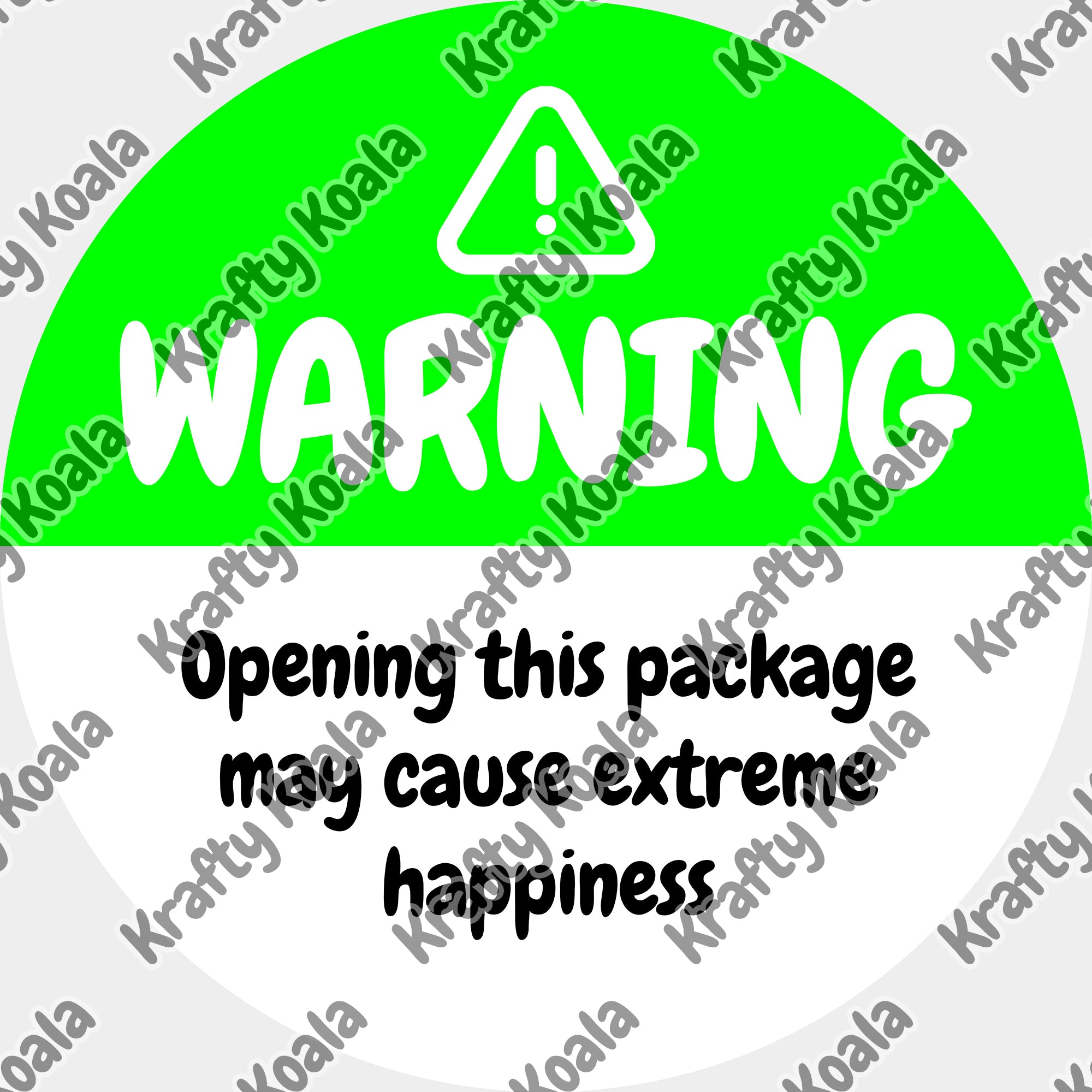 Green Warning Happiness Circle Stickers