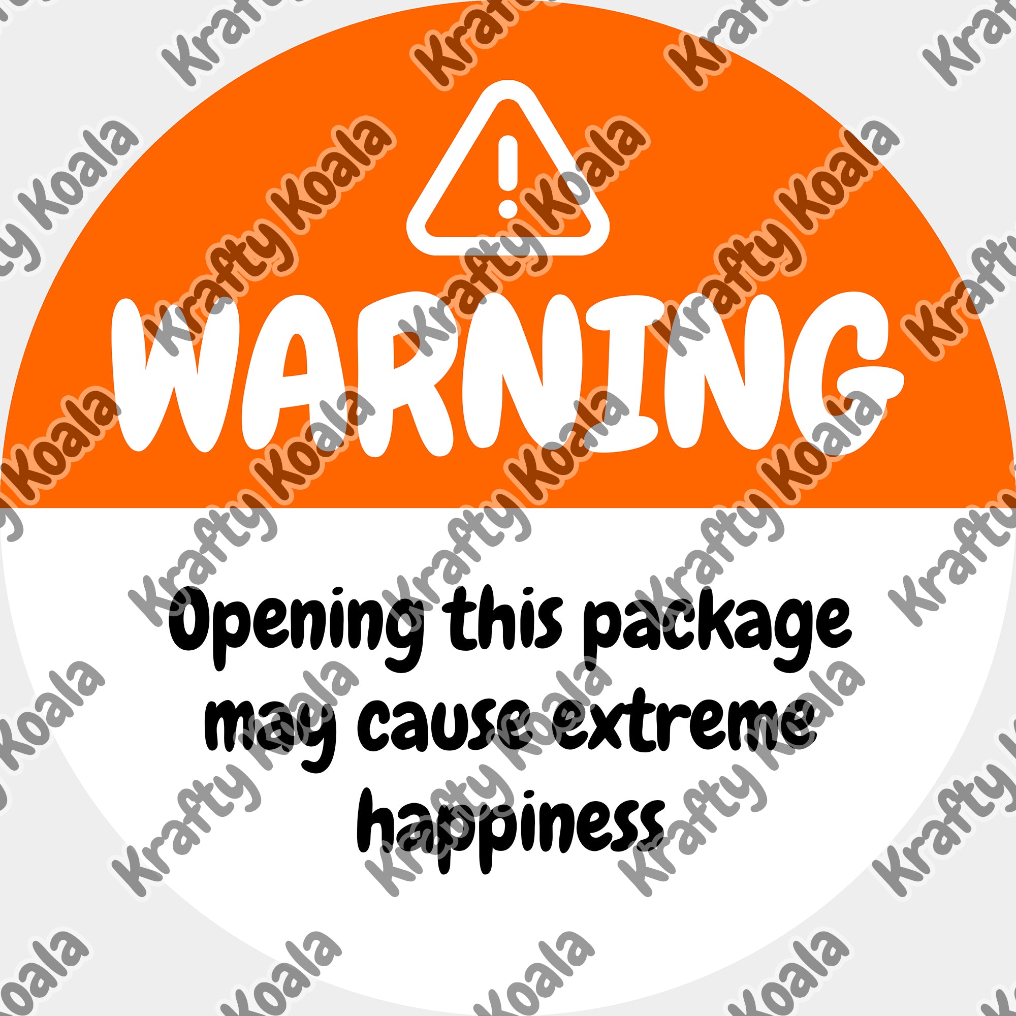 Orange Warning Happiness Circle Stickers