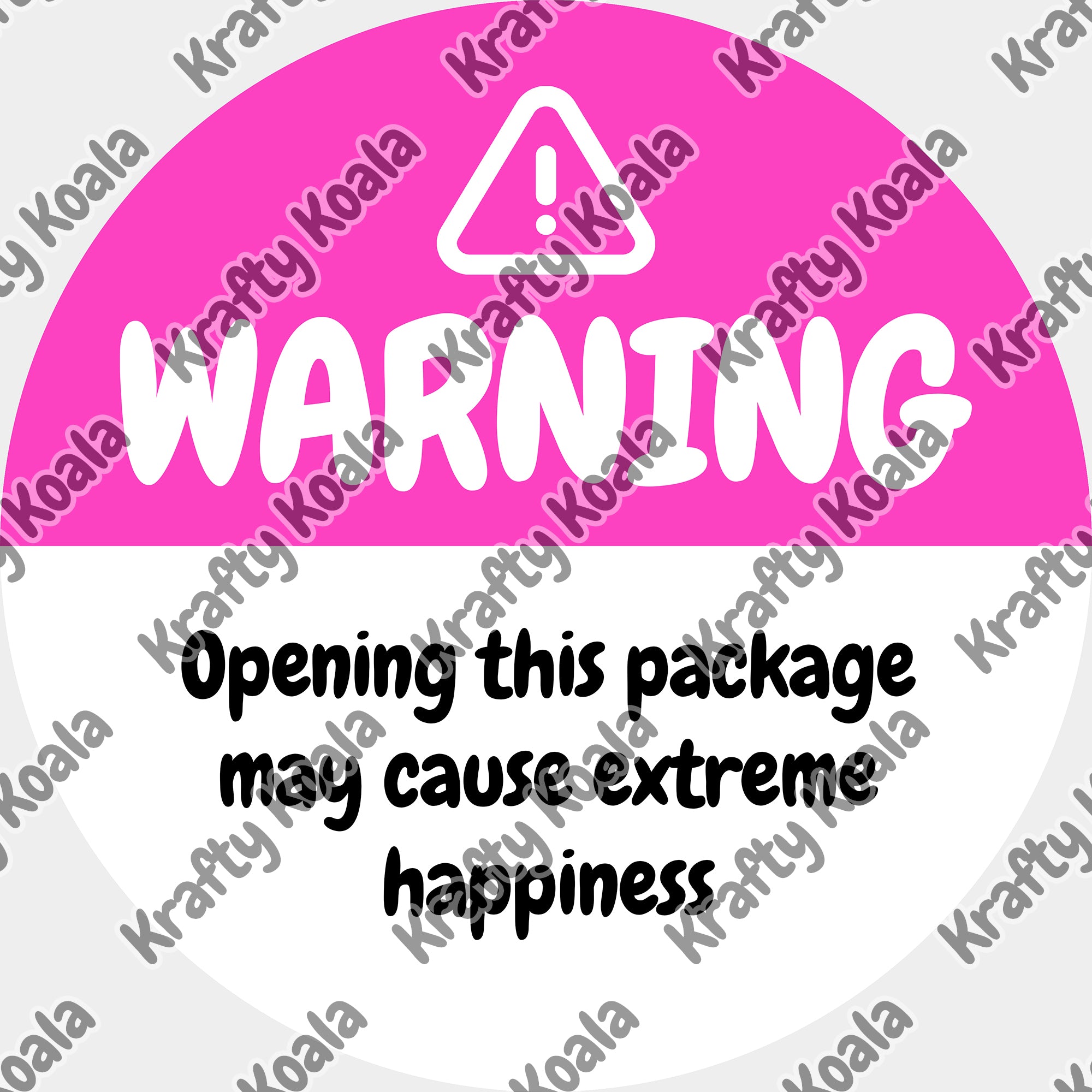 Pink Warning Happiness Circle Stickers