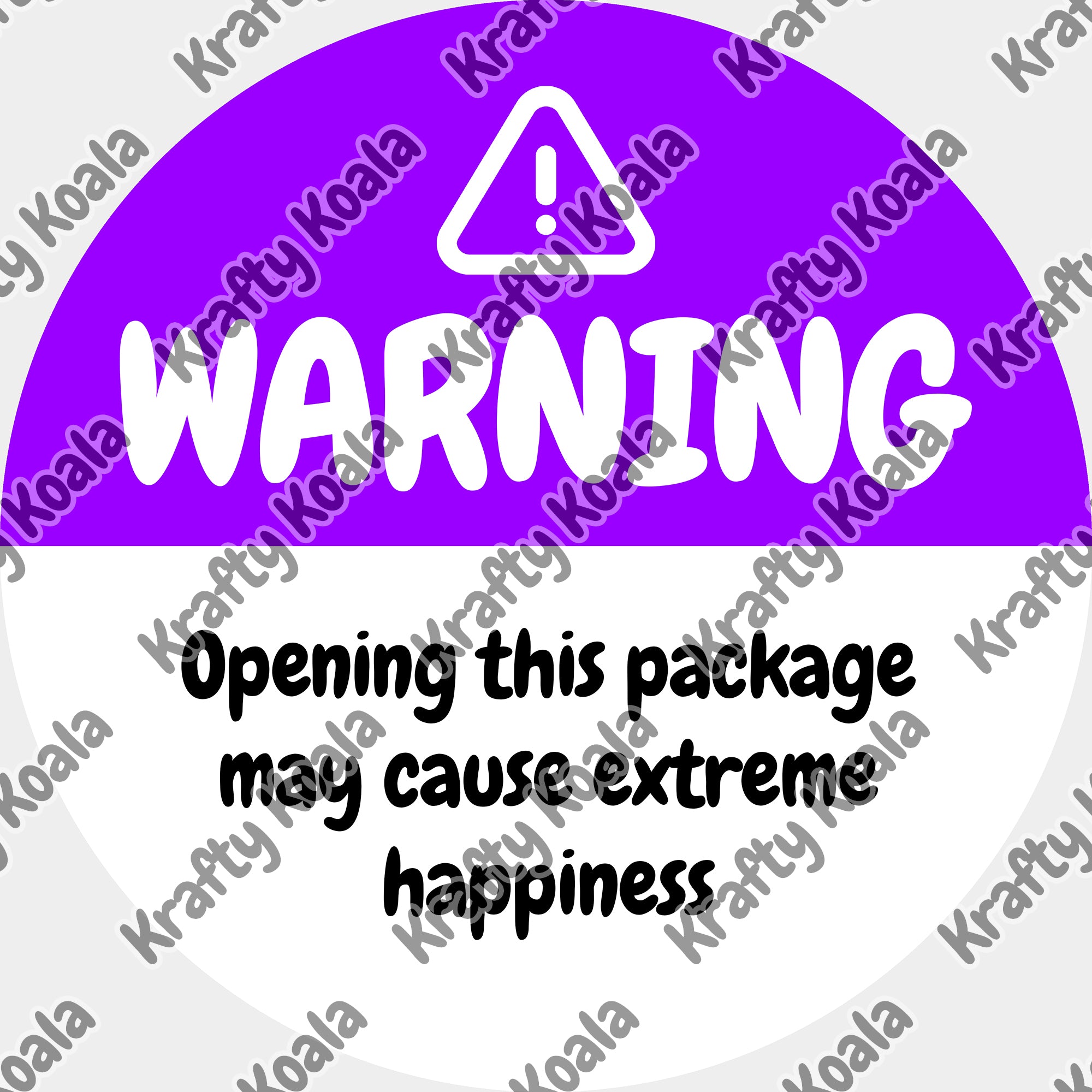 Purple Warning Happiness Circle Stickers