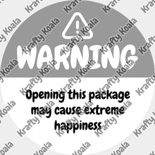 Load image into Gallery viewer, Silver Warning Happiness Circle Stickers