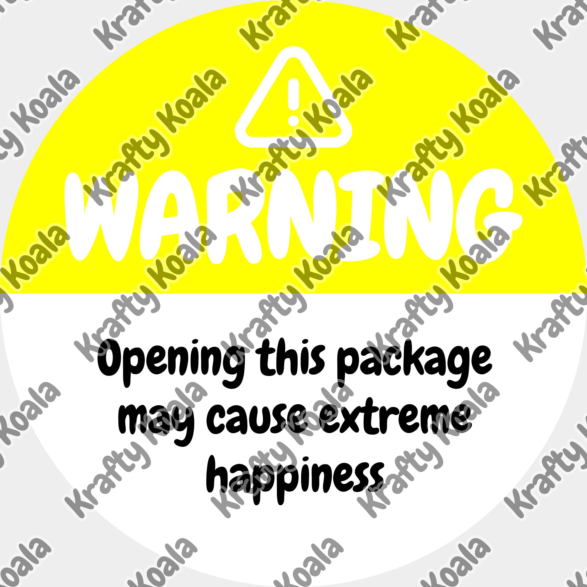 Yellow Warning Happiness Circle Stickers