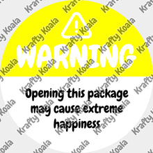 Load image into Gallery viewer, Yellow Warning Happiness Circle Stickers