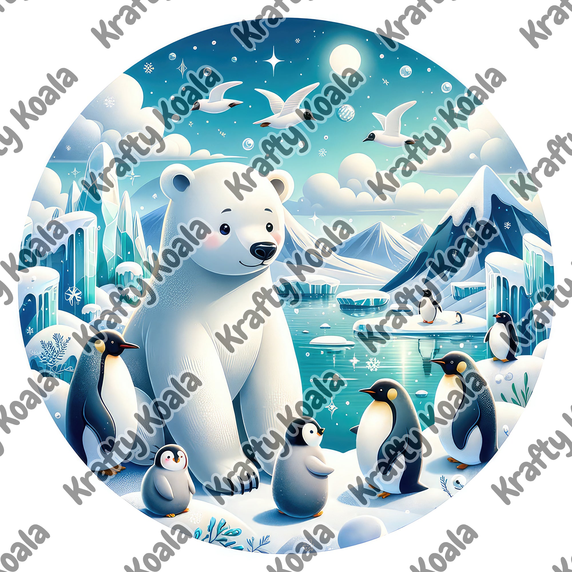 Winter Animals 1 Circle Stickers