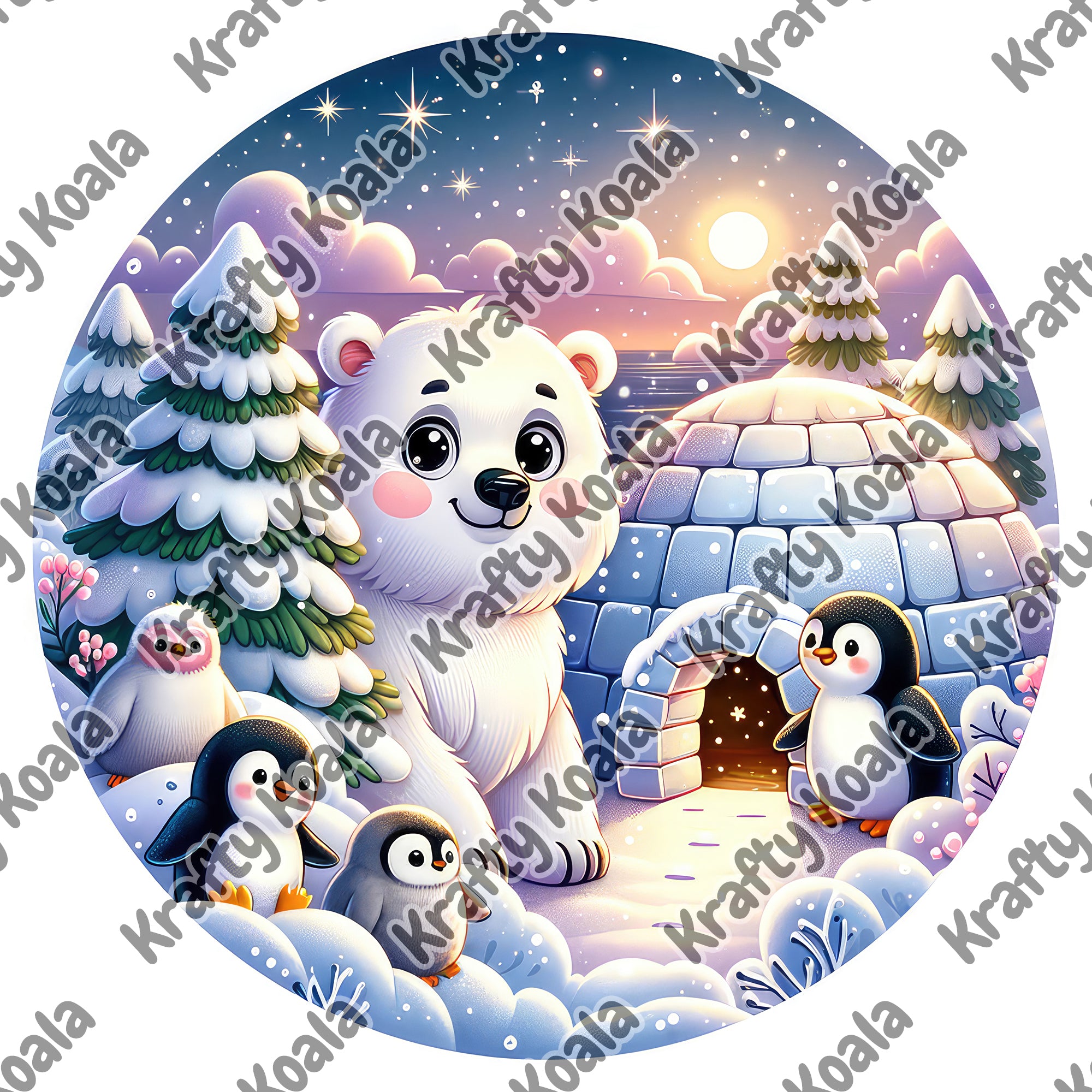 Winter Animals 2 Circle Stickers