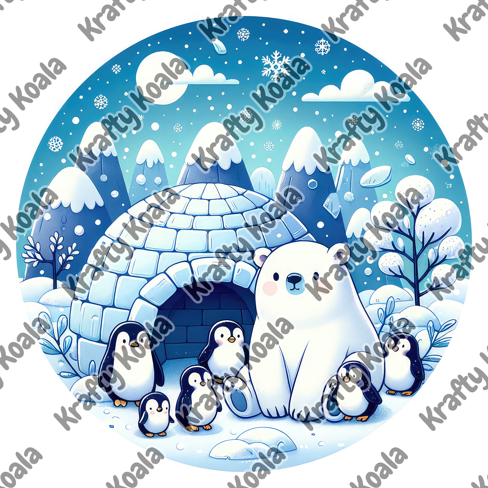 Winter Animals 3 Circle Stickers