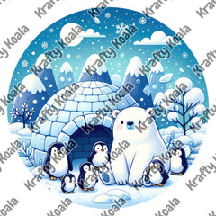 Winter Animals 3 Circle Digital Design