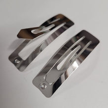 Load image into Gallery viewer, 70mm Silver Rectangle Snap Hair Clips