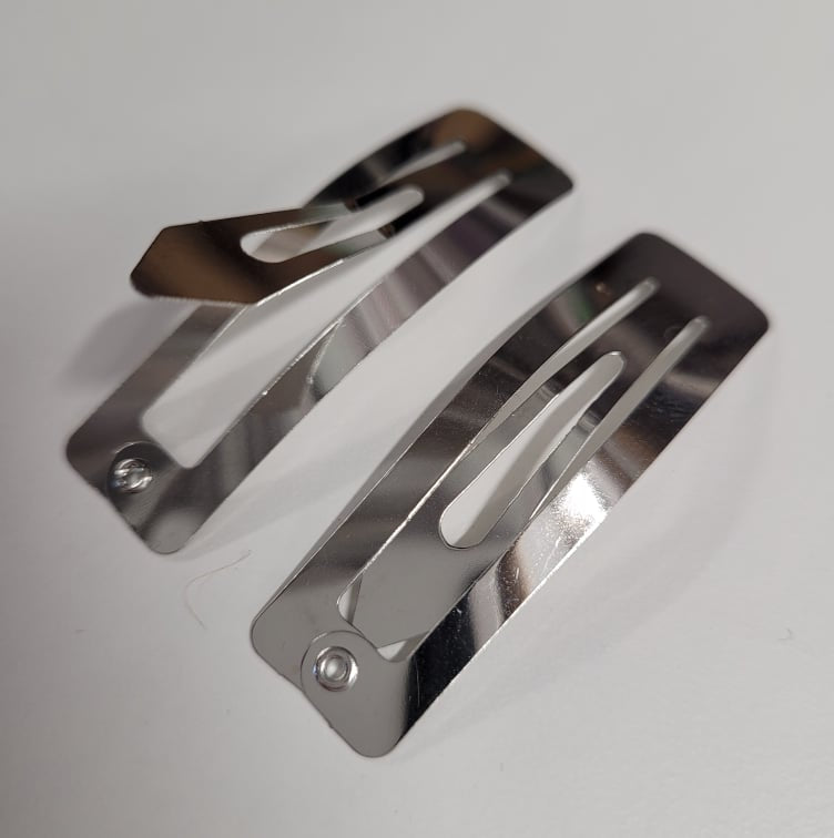 50mm Silver Rectangle Snap Hair Clips