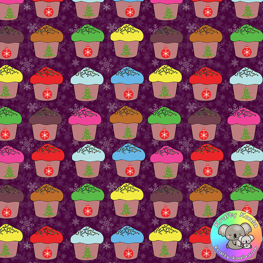 Christmas Cupcakes Fabric 1