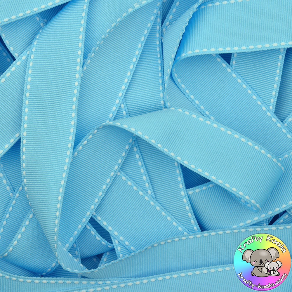 Baby Blue Saddle Stitched Grosgrain Ribbon